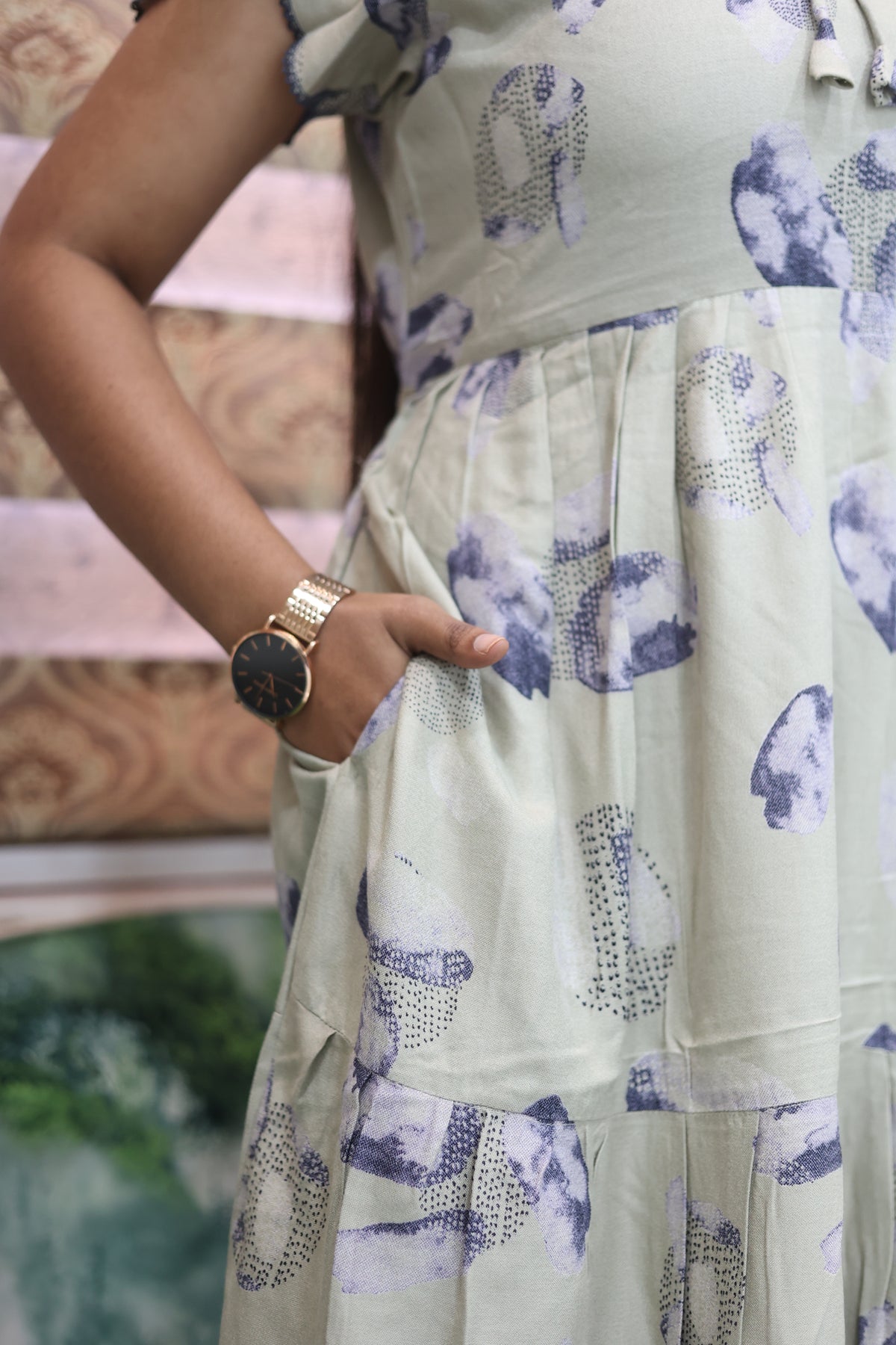 MANGAI New Alpine 3 Layer Frock for Women | Stylish Petal Sleeve Nighty with Fancy Neck | Back Tie Rope & Side Pocket | Flared Bottom Full Length Cozy Modern Nightwear (AFK)