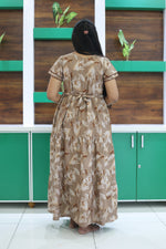 MANGAI New Alpine 3 Layer Frock for Women | Stylish Double Layer Sleeve Nighty with Fancy Neck | Back Tie Rope & Side Pocket | Flared Bottom Full Length Modern Nightwear (AFK)