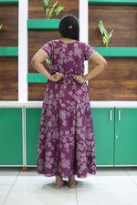 MANGAI New Alpine 3 Layer Frock for Women | Stylish Double Layer Sleeve Nighty with Fancy Neck | Back Tie Rope & Side Pocket | Flared Bottom Full Length Modern Nightwear (AFK)