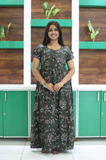 MANGAI New Alpine 3 Layer Frock for Women | Stylish Double Layer Sleeve Nighty with Fancy Neck | Back Tie Rope & Side Pocket | Flared Bottom Full Length Modern Nightwear (AFK)