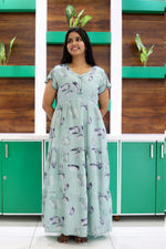 MANGAI New Alpine 3 Layer Frock for Women | Stylish Petal Sleeve Nighty with Fancy Neck | Back Tie Rope & Side Pocket | Flared Bottom Full Length Cozy Modern Nightwear (AFK)