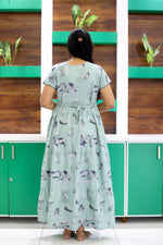 MANGAI New Alpine 3 Layer Frock for Women | Stylish Petal Sleeve Nighty with Fancy Neck | Back Tie Rope & Side Pocket | Flared Bottom Full Length Cozy Modern Nightwear (AFK)