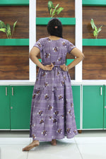 MANGAI New Alpine 3 Layer Frock for Women | Stylish Petal Sleeve Nighty with Fancy Neck | Back Tie Rope & Side Pocket | Flared Bottom Full Length Cozy Modern Nightwear (AFK)