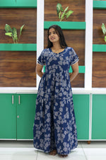 MANGAI New Alpine 3 Layer Frock for Women | Stylish Double Layer Sleeve Nighty with Fancy Neck | Back Tie Rope & Side Pocket | Flared Bottom Full Length Modern Nightwear (AFK)