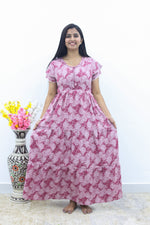 MANGAI New Alpine 3 Layer Frock for Women | Stylish Double Layer Sleeve Nighty with Fancy Neck | Back Tie Rope & Side Pocket | Flared Bottom Full Length Modern Nightwear (AFK)