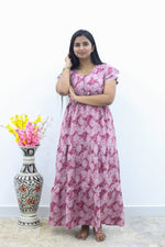 MANGAI New Alpine 3 Layer Frock for Women | Stylish Double Layer Sleeve Nighty with Fancy Neck | Back Tie Rope & Side Pocket | Flared Bottom Full Length Modern Nightwear (AFK)