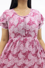 MANGAI New Alpine 3 Layer Frock for Women | Stylish Double Layer Sleeve Nighty with Fancy Neck | Back Tie Rope & Side Pocket | Flared Bottom Full Length Modern Nightwear (AFK)