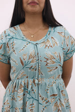 MANGAI New Alpine 3 Layer Frock for Women | Stylish Double Layer Sleeve Nighty with Fancy Neck | Back Tie Rope & Side Pocket | Flared Bottom Full Length Modern Nightwear (AFK)