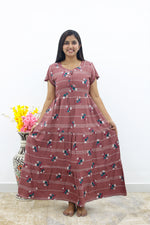 MANGAI New Alpine 3 Layer Frock for Women | Stylish Petal Sleeve Nighty with Fancy Neck | Back Tie Rope & Side Pocket | Flared Bottom Full Length Cozy Modern Nightwear (AFK)