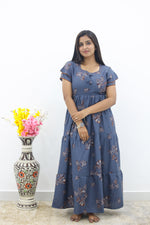 MANGAI New Alpine 3 Layer Frock for Women | Stylish Double Layer Sleeve Nighty with Fancy Neck | Back Tie Rope & Side Pocket | Flared Bottom Full Length Modern Nightwear (AFK)