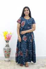 MANGAI New Alpine 3 Layer Frock for Women | Stylish Double Layer Sleeve Nighty with Fancy Neck | Back Tie Rope & Side Pocket | Flared Bottom Full Length Modern Nightwear (AFK)