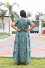 MANGAI New Alpine 3 Layer Frock for Women | Stylish Double Layer Sleeve Nighty with Fancy Neck | Back Tie Rope & Side Pocket | Flared Bottom Full Length Modern Nightwear (AFK)