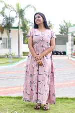 MANGAI New Alpine 3 Layer Frock for Women | Stylish Petal Sleeve Nighty with Fancy Neck | Back Tie Rope & Side Pocket | Flared Bottom Full Length Cozy Modern Nightwear (AFK)