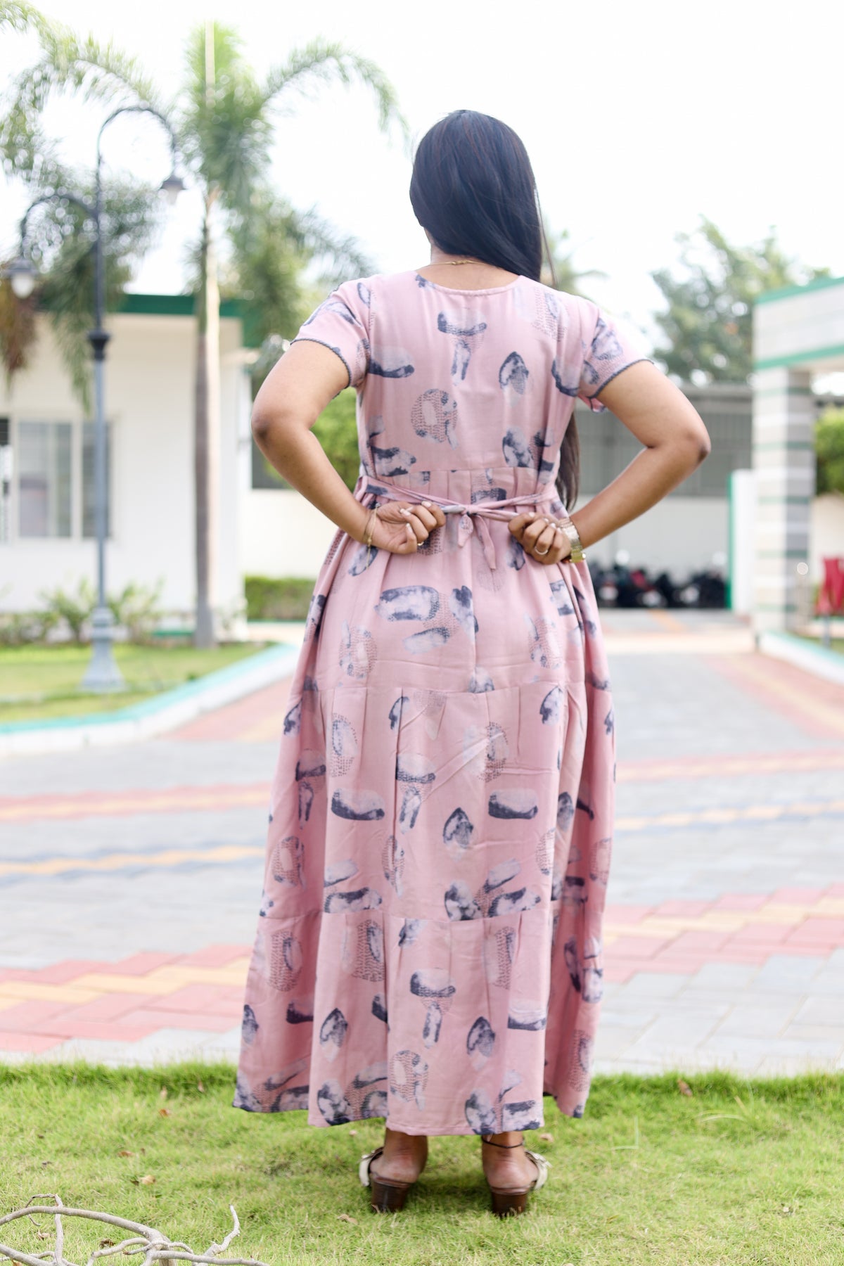 MANGAI New Alpine 3 Layer Frock for Women | Stylish Petal Sleeve Nighty with Fancy Neck | Back Tie Rope & Side Pocket | Flared Bottom Full Length Cozy Modern Nightwear (AFK)