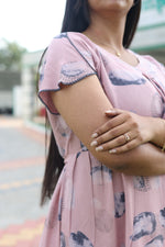 MANGAI New Alpine 3 Layer Frock for Women | Stylish Petal Sleeve Nighty with Fancy Neck | Back Tie Rope & Side Pocket | Flared Bottom Full Length Cozy Modern Nightwear (AFK)