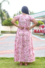 MANGAI New Alpine 3 Layer Frock for Women | Stylish Double Layer Sleeve Nighty with Fancy Neck | Back Tie Rope & Side Pocket | Flared Bottom Full Length Modern Nightwear (AFK)