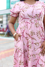 MANGAI New Alpine 3 Layer Frock for Women | Stylish Double Layer Sleeve Nighty with Fancy Neck | Back Tie Rope & Side Pocket | Flared Bottom Full Length Modern Nightwear (AFK)