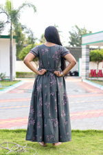 MANGAI New Alpine 3 Layer Frock for Women | Stylish Double Layer Sleeve Nighty with Fancy Neck | Back Tie Rope & Side Pocket | Flared Bottom Full Length Modern Nightwear (AFK)