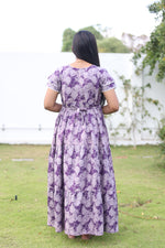 MANGAI New Alpine 3 Layer Frock for Women | Stylish Double Layer Sleeve Nighty with Fancy Neck | Back Tie Rope & Side Pocket | Flared Bottom Full Length Modern Nightwear (AFK)