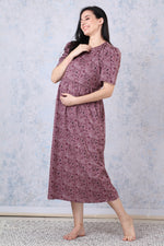 New HOSIERY Cotton Zipless Feeding Wear | Puff Sleeve with Round Neck | Flap Open Zipless Feeding wear for Pregnancy Women (MHG)