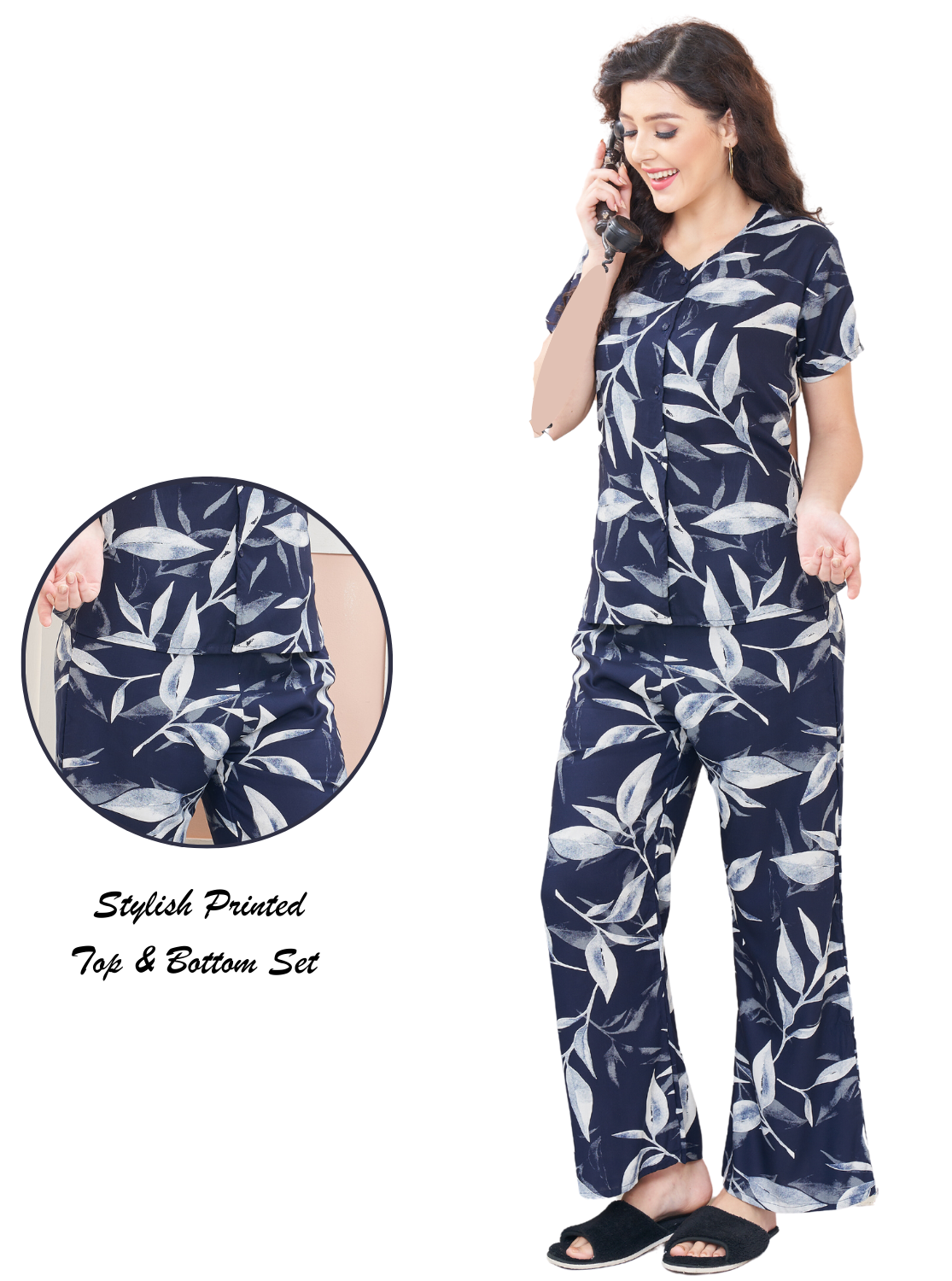 New ONLY MINE Rayon Printed Top & Bottom Set Night Suits- Stylish Printed Top & Bottom Set for Trendy Women's