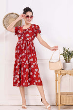 Rayon MAXI FROCK Model Nighties | Fancy Petal Sleeve | Fancy Neck & Side Pocket | Pleated Frock MAXI Style | Trendy Collection's for Stylish Women & Teenage Girl (FSF)