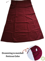 MANGAI Premium Superior Cotton Petticoats - 7 Part Embroidery Design | Matched Drawstring | Premium Quality (SPR-PC)