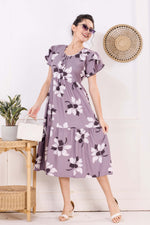 Rayon MAXI FROCK Model Nighties | Fancy Petal Sleeve | Fancy Neck & Side Pocket | Pleated Frock MAXI Style | Trendy Collection's for Stylish Women & Teenage Girl (FSF)