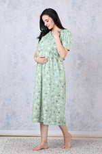 New HOSIERY Cotton Zipless Feeding Wear | Puff Sleeve with Round Neck | Flap Open Zipless Feeding wear for Pregnancy Women (MHG)