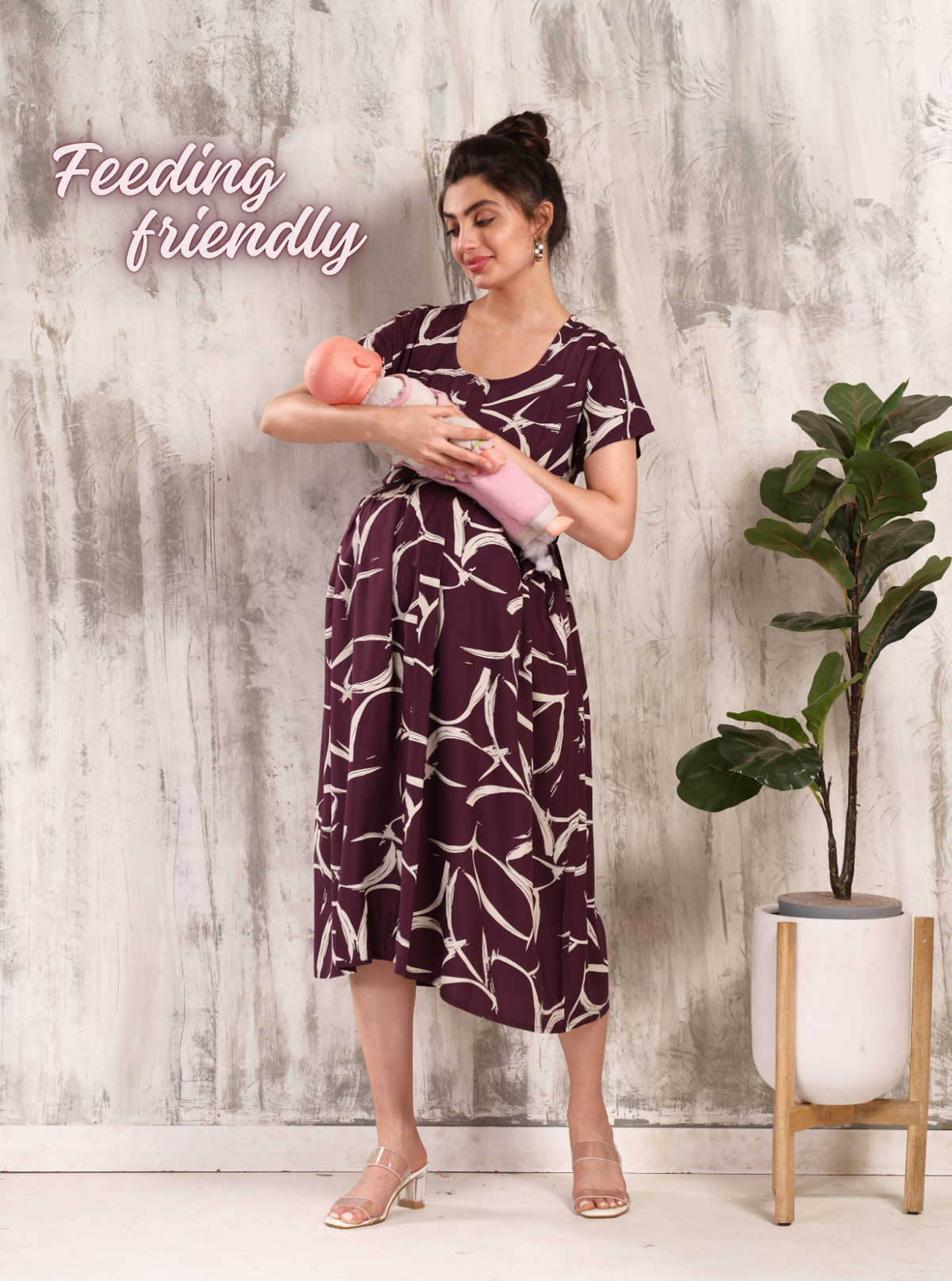 New Arrivals 4-IN-ONE MAXI Mom's Feeding & Casual Wear | Stylish Maxi Style | Invisible Feeding Zipper | Perfect Pre & Post Pregnancy Wear   (MAXI 4-IN-ONE)