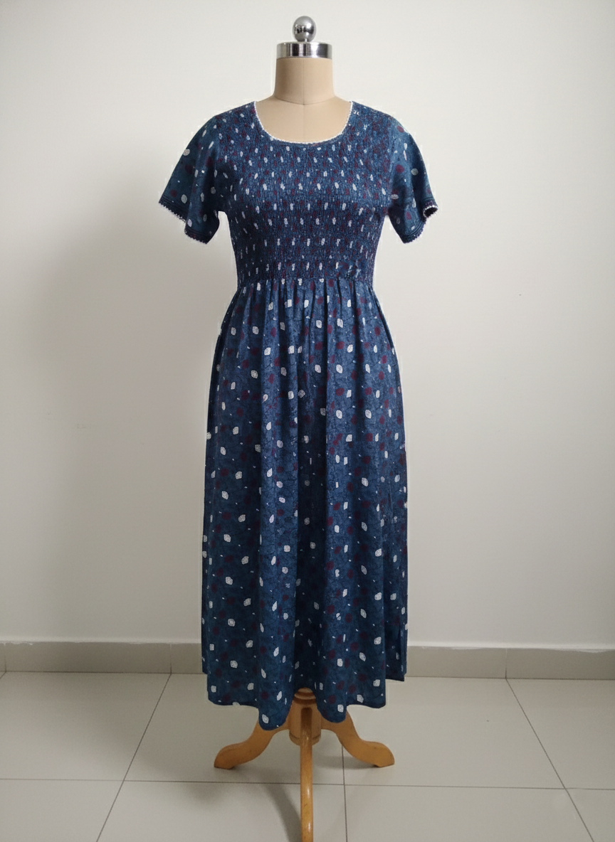 Soft Cotton Stretchable Smocking Nighties for New Arrivals | Daily Comforts & Light Weighted Elastic Nighties| Smocking Nightgown for Trendy Women's (SCT)