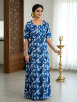 MANGAI Cotton Printed Pleated Model Half Sleeve 5XL Size Nighties - Fancy Neck | With Side Pocket | Shrinkage Free Nighties (5PZ)