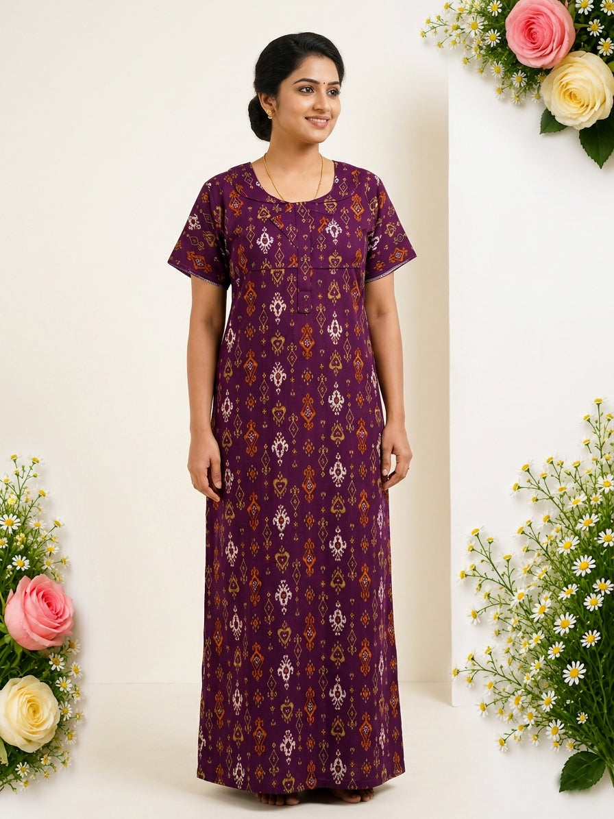 MANGAI Cotton Printed Pleated Model Half Sleeve 4XL Size Nighties Trendy Collection's(4PZ)