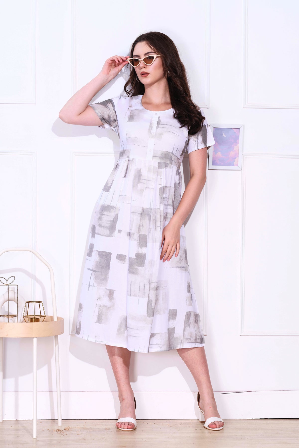 Rayon MAXI FROCK Model Nighties | Round Neck & Side Pocket | Pleated Frock MAXI Style | Trendy Collection's for Stylish Women & Teenage Girl (FRH)