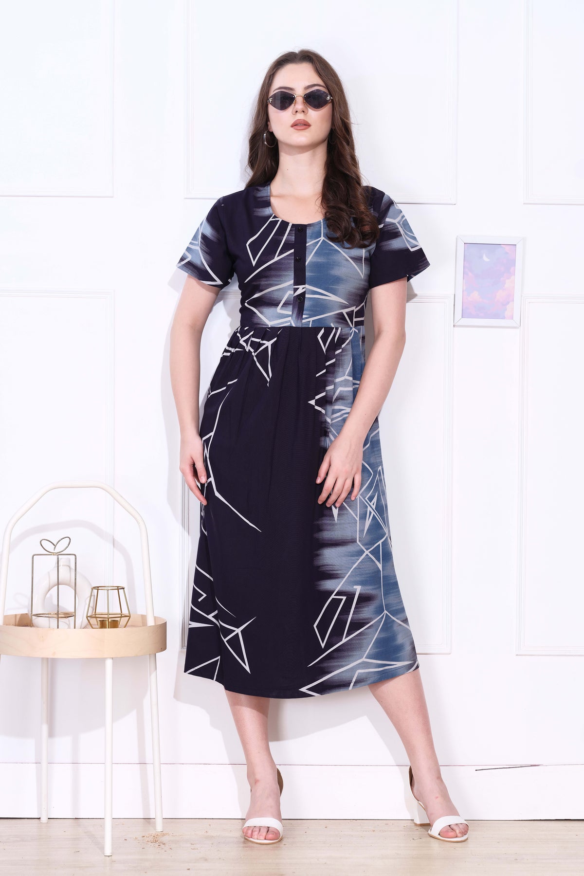 Rayon MAXI FROCK Model Nighties | Round Neck & Side Pocket | Pleated Frock MAXI Style | Trendy Collection's for Stylish Women & Teenage Girl (FRH)