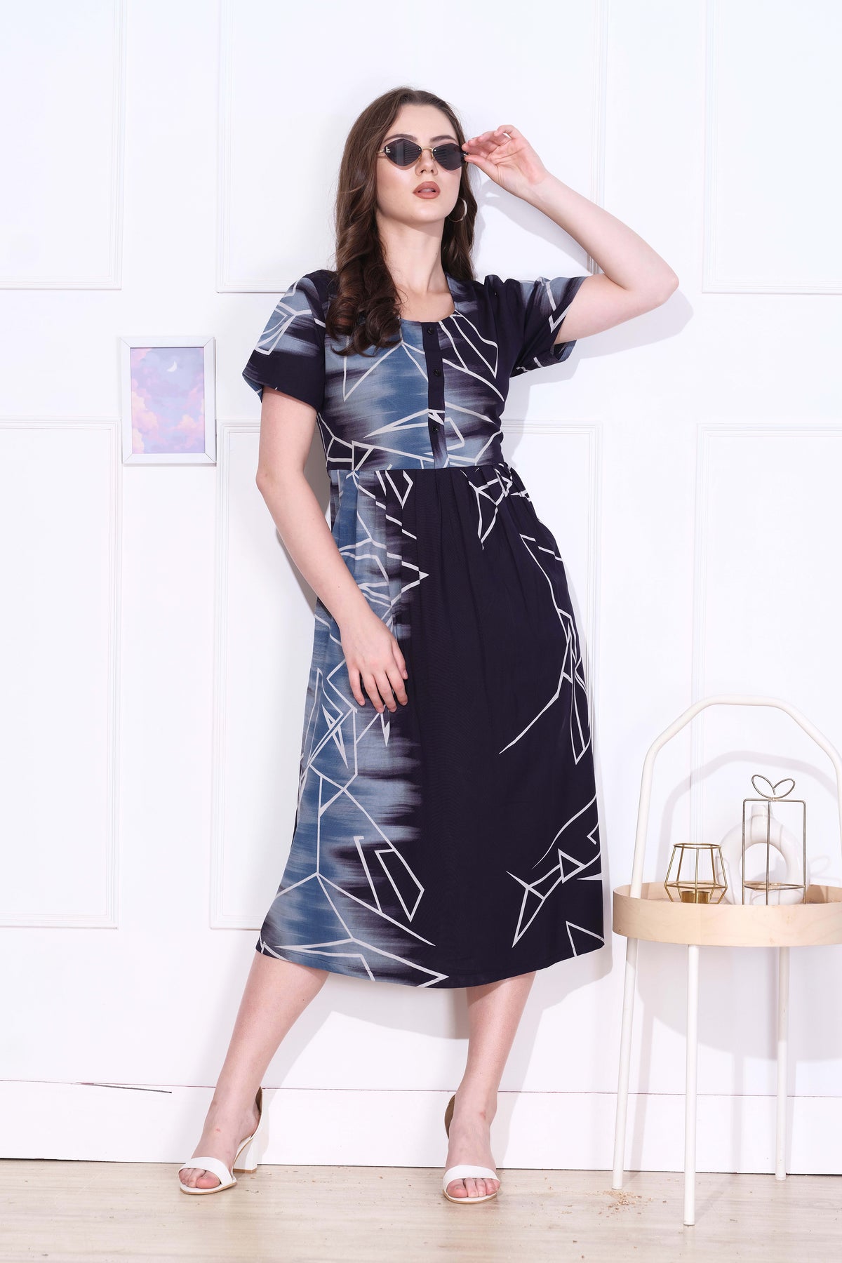 Rayon MAXI FROCK Model Nighties | Round Neck & Side Pocket | Pleated Frock MAXI Style | Trendy Collection's for Stylish Women & Teenage Girl (FRH)