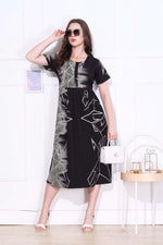 Rayon MAXI FROCK Model Nighties | Round Neck & Side Pocket | Pleated Frock MAXI Style | Trendy Collection's for Stylish Women & Teenage Girl (FRH)