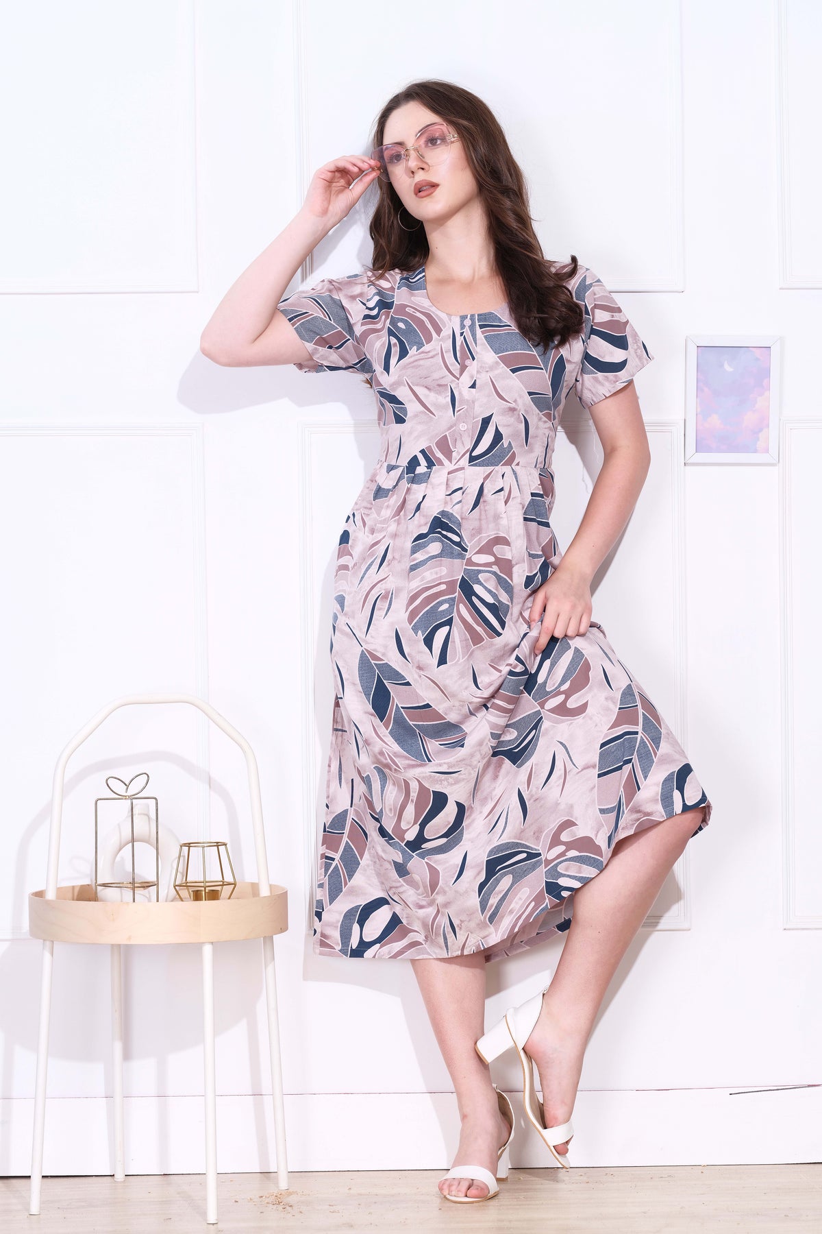 Rayon MAXI FROCK Model Nighties | Round Neck & Side Pocket | Pleated Frock MAXI Style | Trendy Collection's for Stylish Women & Teenage Girl (FRH)