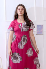 Rayon MAXI FROCK Model Nighties | Round Neck & Side Pocket | Pleated Frock MAXI Style | Trendy Collection's for Stylish Women & Teenage Girl (FRH)