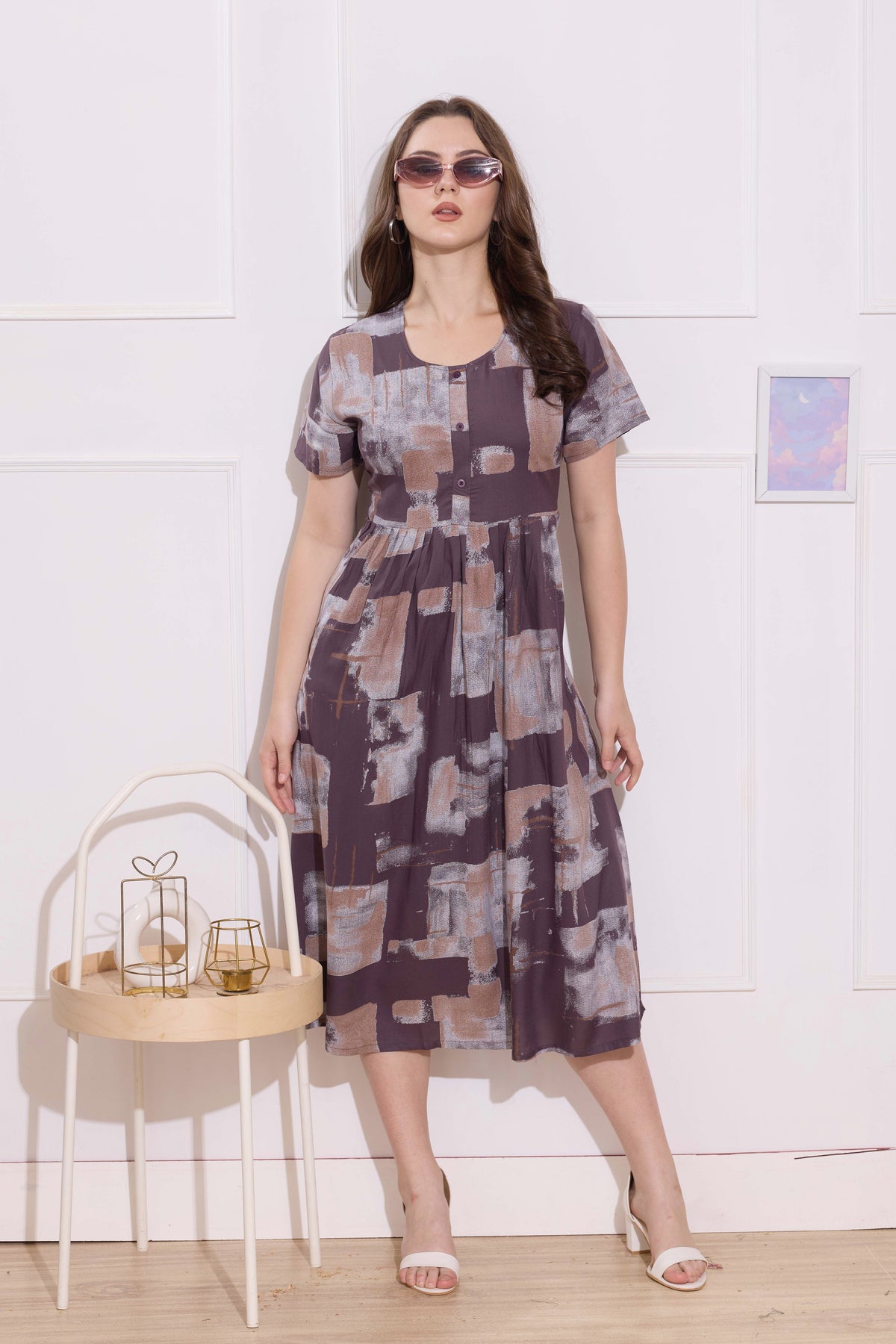 Rayon MAXI FROCK Model Nighties | Round Neck & Side Pocket | Pleated Frock MAXI Style | Trendy Collection's for Stylish Women & Teenage Girl (FRH)