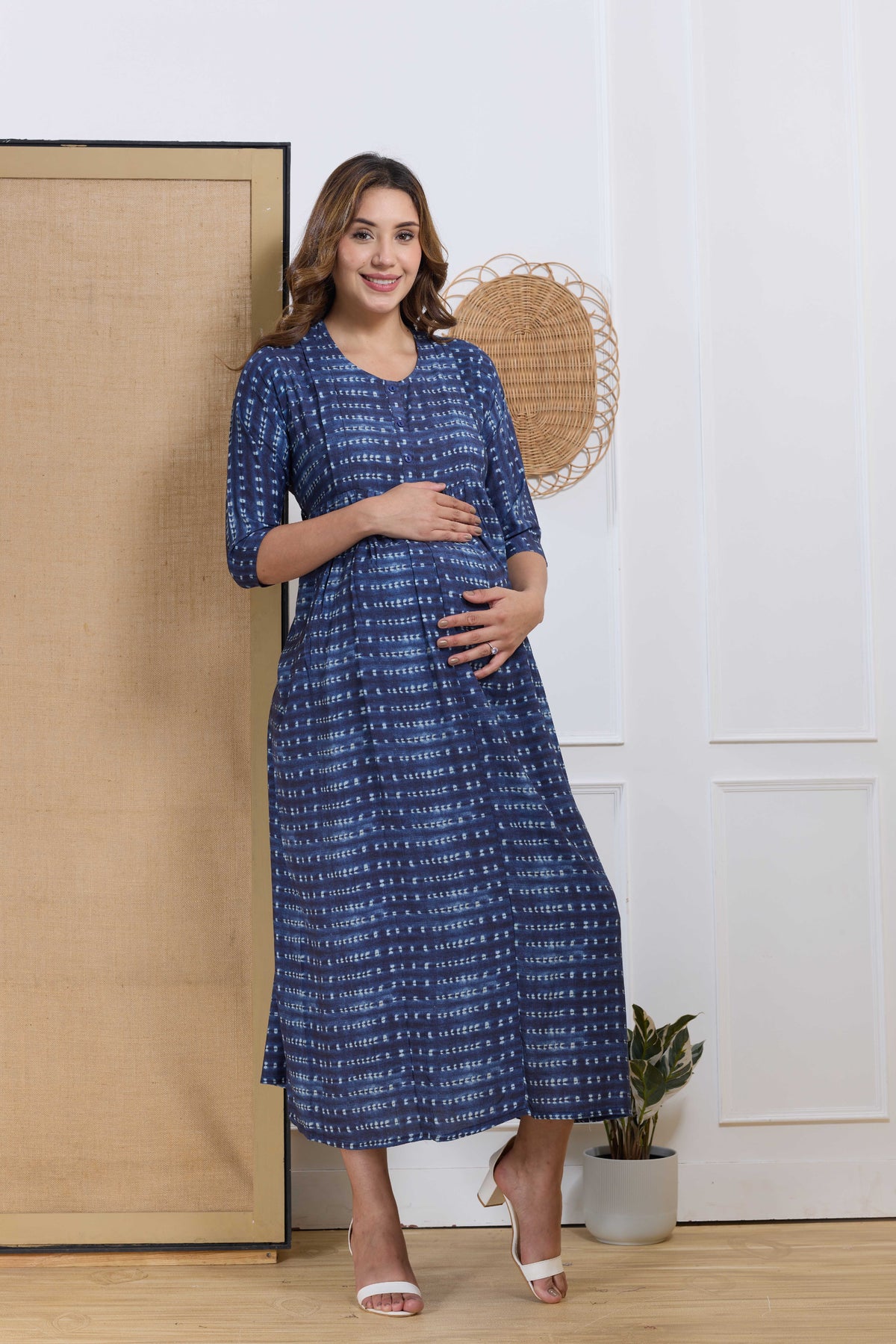 Soft Rayon4-IN-ONE Mom's Feeding & Casual Wear| Pre & Post Maternity Wear | Fancy Long Frock | Best Choice for Pregnancy Women (4-IN-ONE)