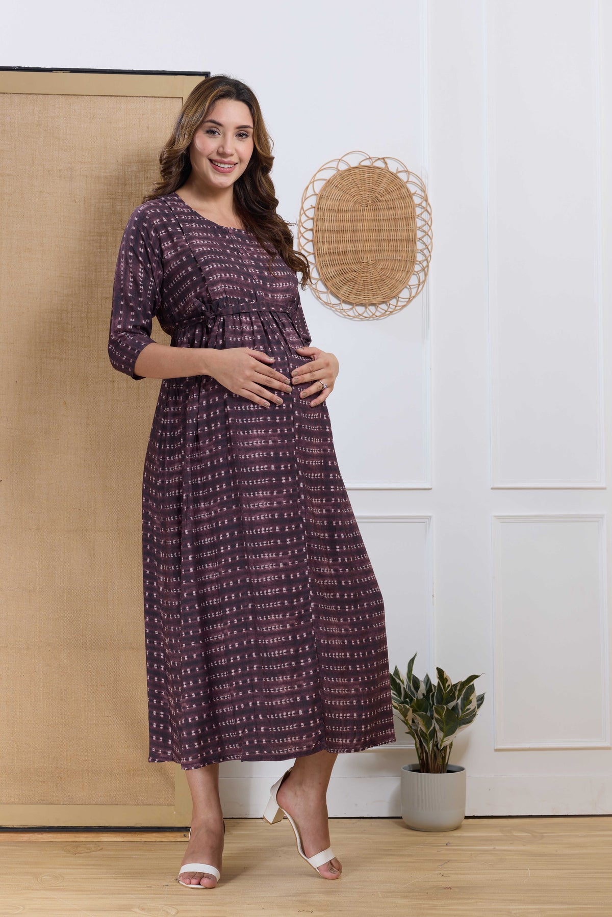 Soft Rayon4-IN-ONE Mom's Feeding & Casual Wear| Pre & Post Maternity Wear | Fancy Long Frock | Best Choice for Pregnancy Women (4-IN-ONE)