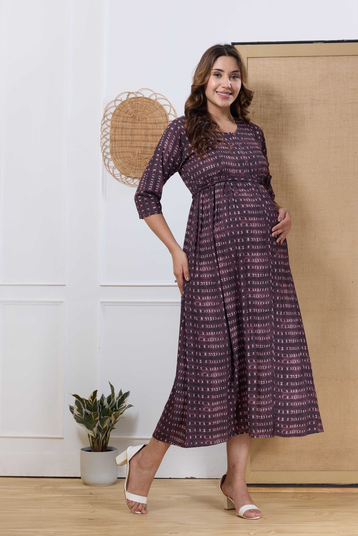 Soft Rayon4-IN-ONE Mom's Feeding & Casual Wear| Pre & Post Maternity Wear | Fancy Long Frock | Best Choice for Pregnancy Women (4-IN-ONE)