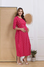 Soft Rayon4-IN-ONE Mom's Feeding & Casual Wear| Pre & Post Maternity Wear | Fancy Long Frock | Best Choice for Pregnancy Women (4-IN-ONE)