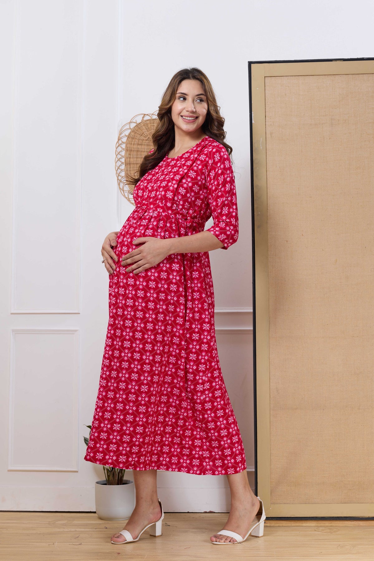 Soft Rayon4-IN-ONE Mom's Feeding & Casual Wear| Pre & Post Maternity Wear | Fancy Long Frock | Best Choice for Pregnancy Women (4-IN-ONE)
