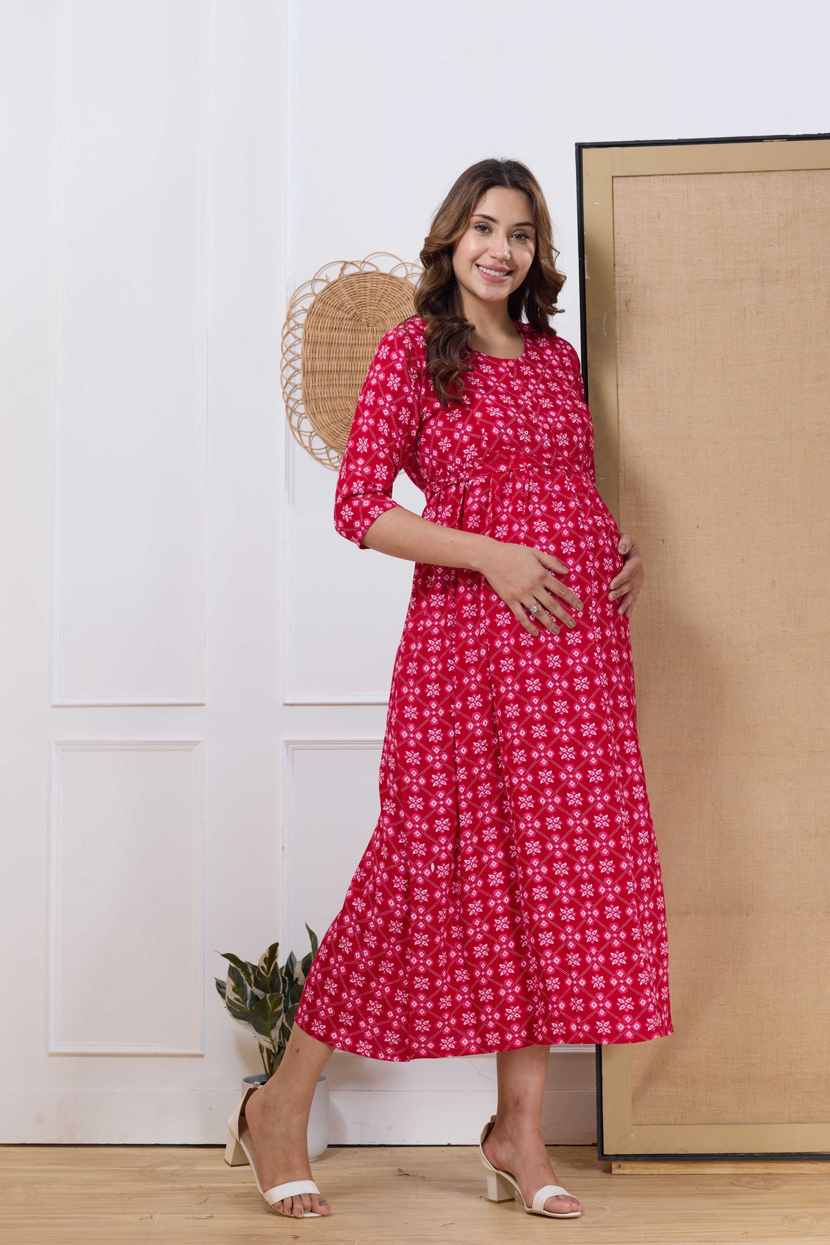 Soft Rayon4-IN-ONE Mom's Feeding & Casual Wear| Pre & Post Maternity Wear | Fancy Long Frock | Best Choice for Pregnancy Women (4-IN-ONE)