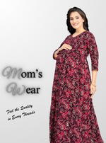 New ArrivalsONLY MINE Premium 4-IN-ONE Mom's Wear - Soft & Smooth Rayon | Maternity | Feeding | Long Frock | Casual Wear for Pregnancy Women's (4-IN-ONE-LFRK)