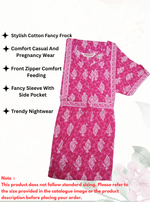 MANGAI Premium Casual Wear Cotton FROCK Model Nighties | Stylish Pleated Frock Style | Multipurpose Nighties | Casual & Pregnancy Wear | Pleated Model | Stylish Nighties for Stylish Women (PWC)