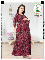 New ArrivalsONLY MINE Premium 4-IN-ONE Mom's Wear - Soft & Smooth Rayon | Maternity | Feeding | Long Frock | Casual Wear for Pregnancy Women's (4-IN-ONE-LFRK)