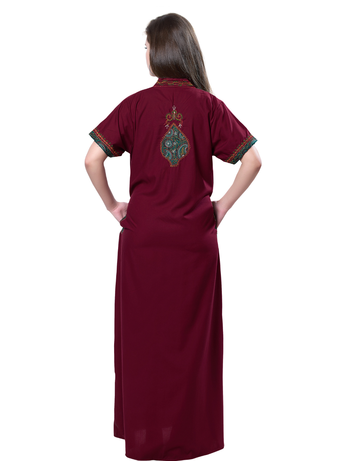 MANGAI Premium KARACHI Embroidery Nighties | Beautiful Embroidery Design's | Branded Quality | Half Sleeve | Collar Model | Stylish Nightdress for Women